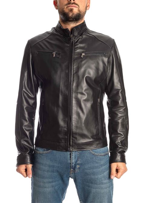 Black zip leather jacket PK BY PASKAL | 767NAPPA-NERO